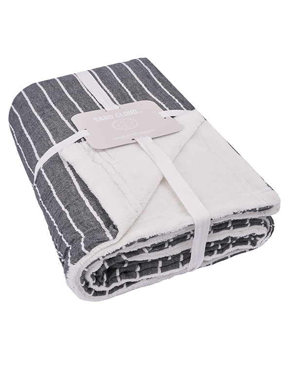Alternative view of Dreamy Stripe Plush Blanket - Black