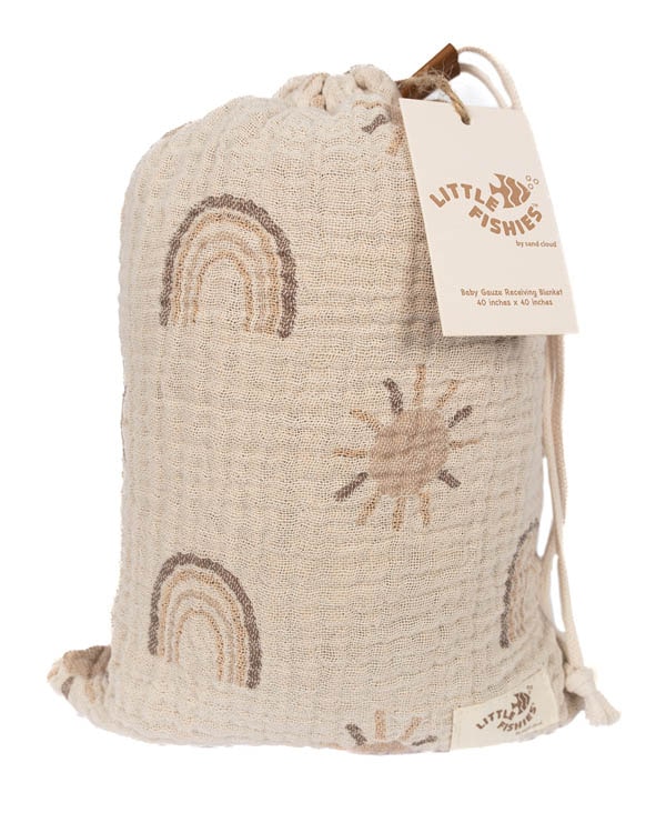 Rainbow Gauze Receiving Blanket Single with Pouch - Image 5