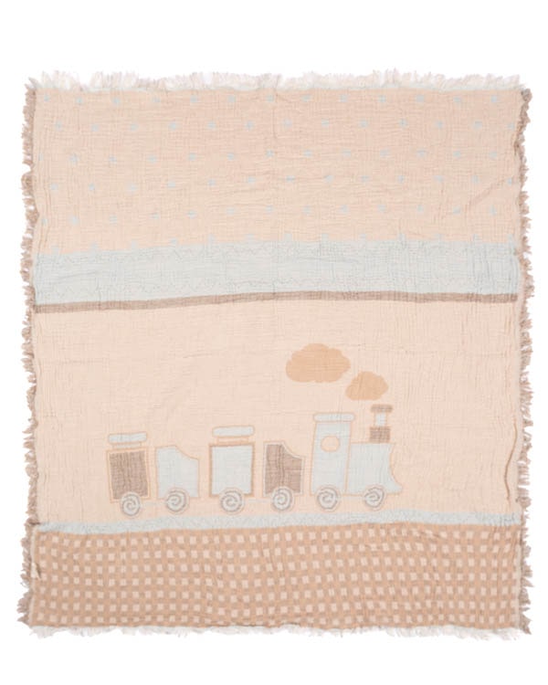 Choo-Choo Train Gauze Receiving Blanket Single with Pouch - Image 3
