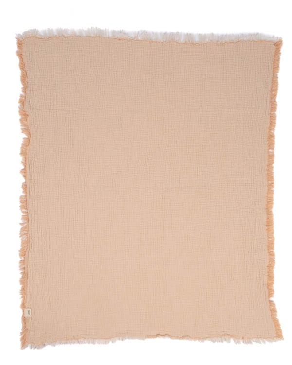 Little Fishies Gauze Receiving Blanket - Peach Fuzz - Image 5