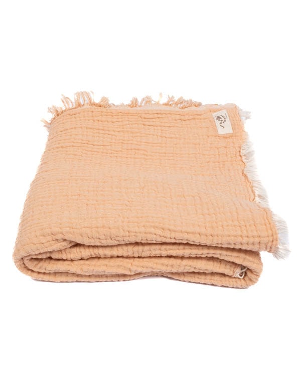 Little Fishies Gauze Receiving Blanket - Peach Fuzz - Image 7