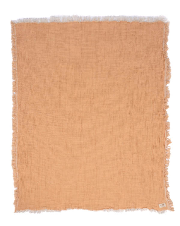Little Fishies Gauze Receiving Blanket - Peach Fuzz - Image 3