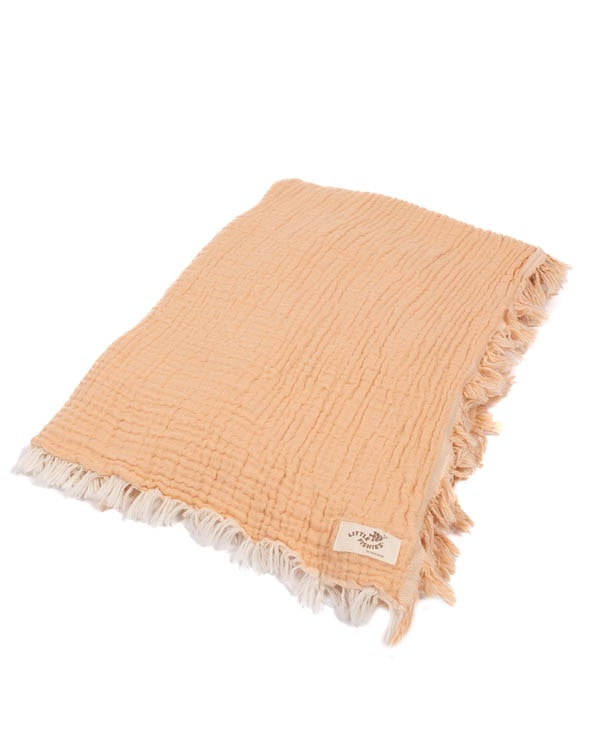 Little Fishies Gauze Receiving Blanket - Peach Fuzz - Image 6