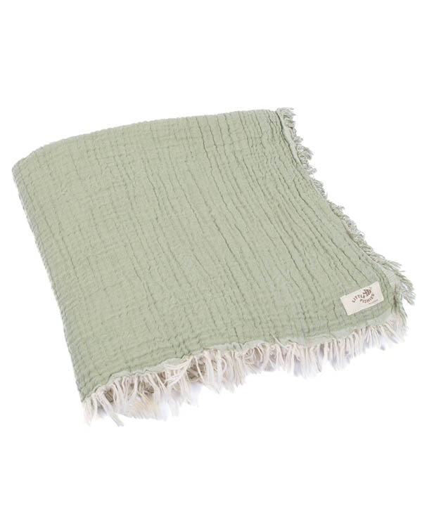 Little Fishies Gauze Receiving Blanket - Sage - Image 9