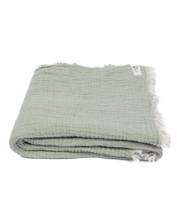Little Fishies Gauze Receiving Blanket - Sage - Image 8
