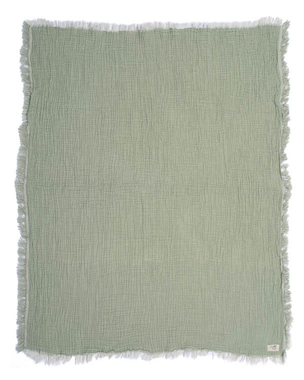 Little Fishies Gauze Receiving Blanket - Sage - Image 3