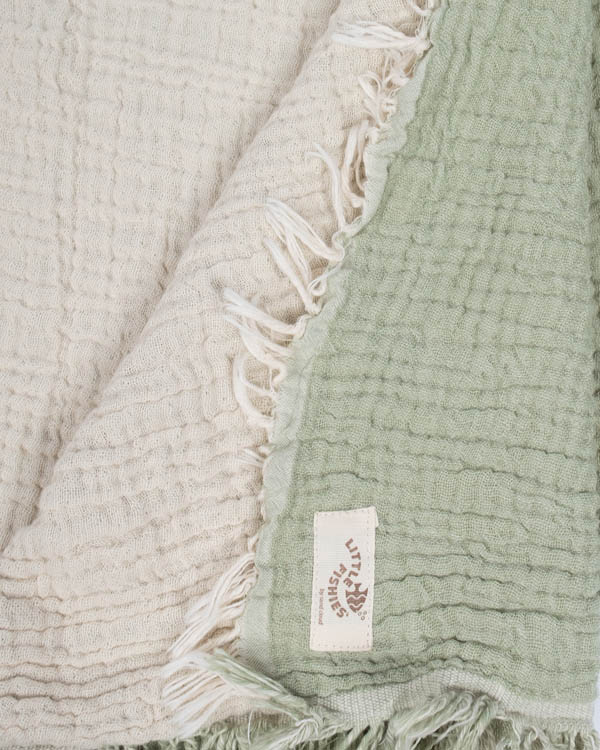 Little Fishies Gauze Receiving Blanket - Sage - Image 6