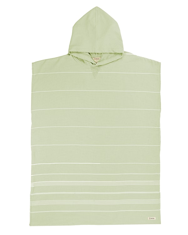 Classic Stripe Hooded Poncho - Celadon Green