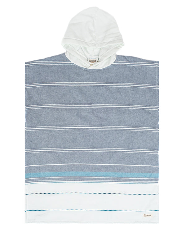 Alternative view of Colorblock Stripe Hooded Poncho Youth - Blue