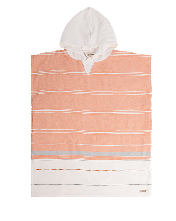 Alternative view of Colorblock Stripe Hooded Poncho Youth - Orange