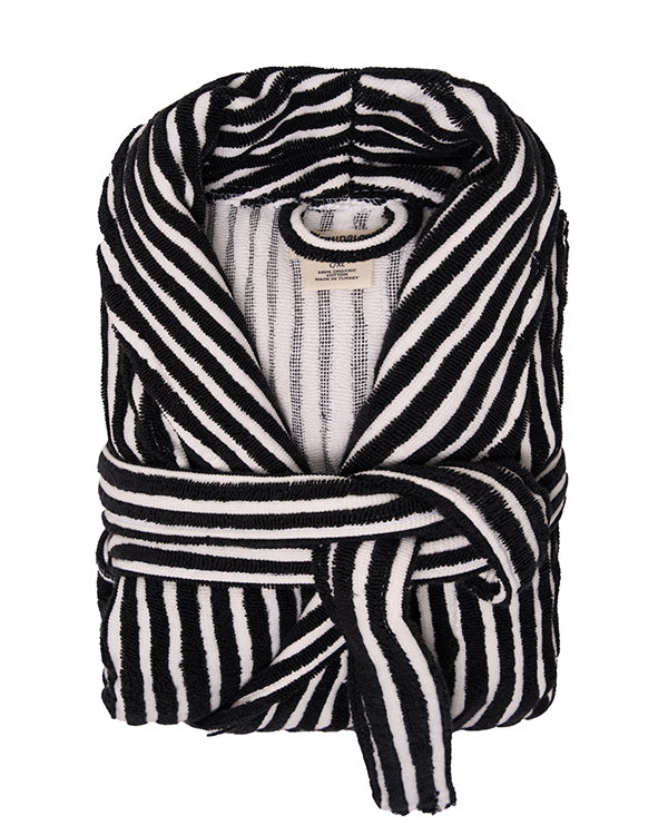 Alternative view of Stripe Dot Robe - Black