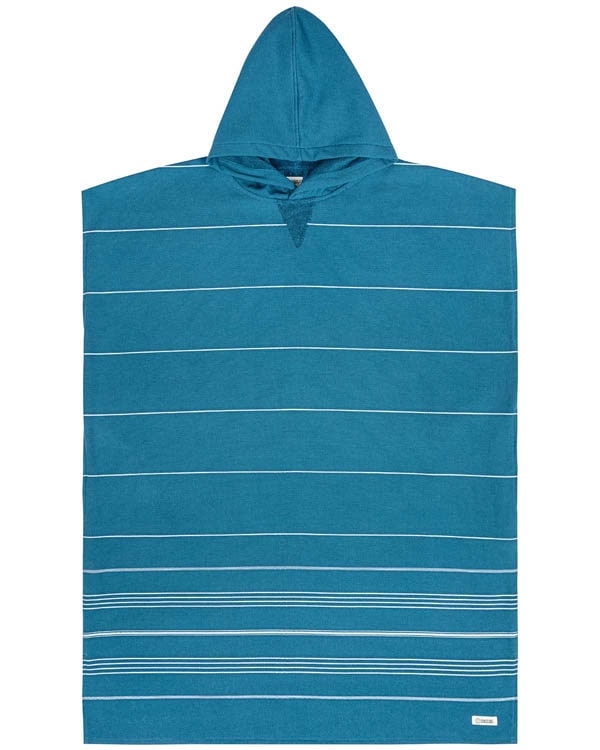 Alternative view of Classic Stripe Hooded Poncho Teal Blue