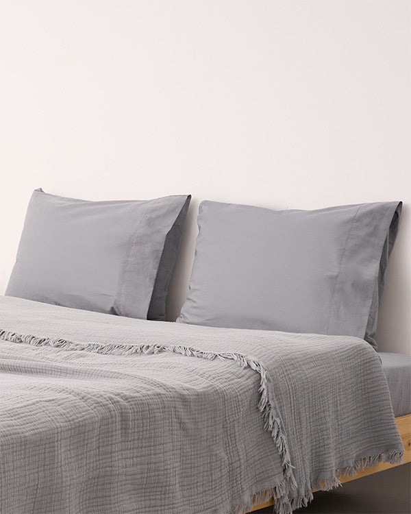 Alternative view of Signature Percale Solid Pillowcase Set Grey