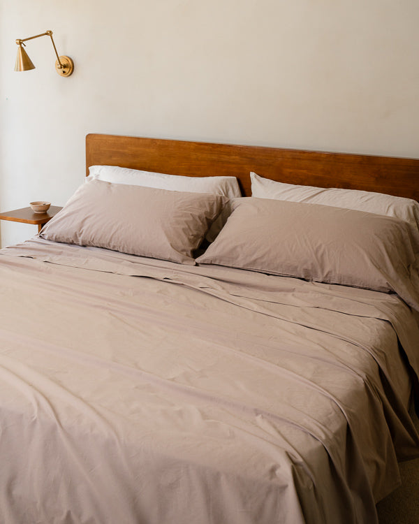 Signature Percale Solid Flat Top Sheet Beige - Image 7