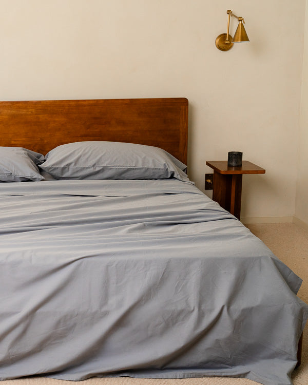 Signature Percale Solid Flat Top Sheet Grey - Image 5