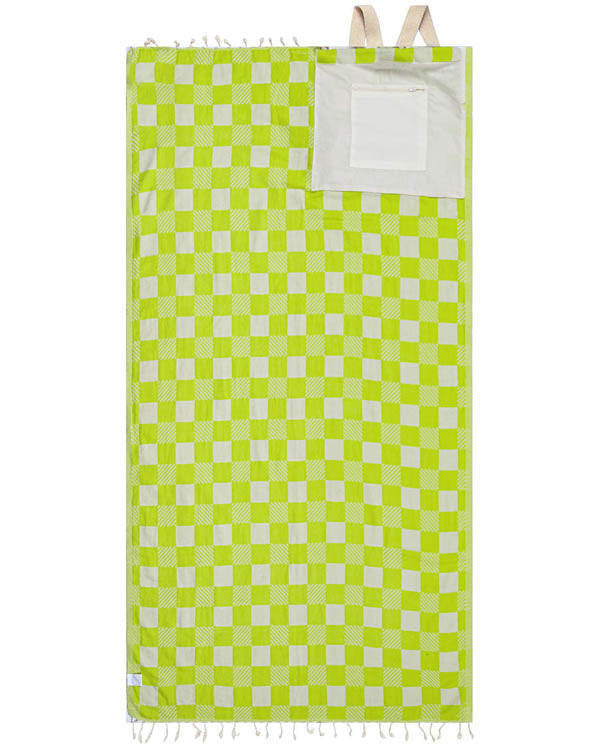 Checker Towel Bag - Lime