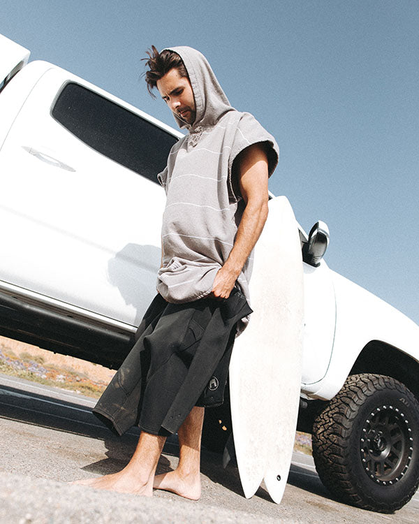 Classic Stripe Hooded Poncho - Grey - Image 8