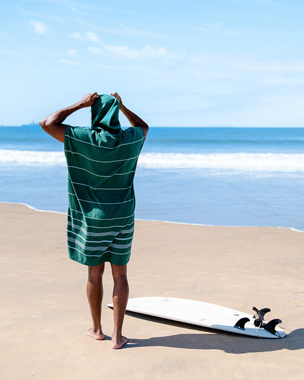 Alternative view of Classic Stripe Hooded Poncho - Rain Forest